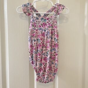Posh Peanut Ruffled Cap Sleeve Bubble Romper Pixie Bamboo Girls SZ 18-24 Months